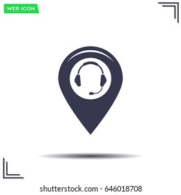 Illustration of a map mark icon with a ear phones
