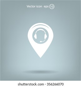 Illustration of a map mark icon with earphones