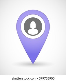 Illustration of a map mark icon with a female avatar