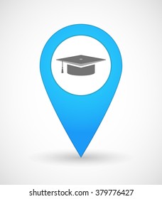 Ilustración de un icono de marca de mapa con un tope de graduación