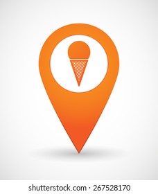 Illustration of a map mark icon with an ice cream