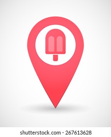 Illustration of a map mark icon with an ice cream