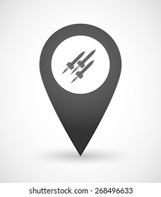 Illustration of a map mark icon with missiles