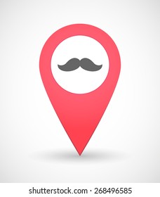 Illustration of a map mark icon with a moustache