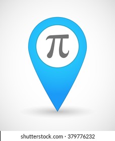 Illustration of a map mark icon with the number pi symbol