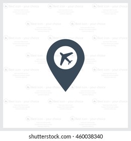 Illustration of a map mark icon with a plane