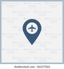 Illustration of a map mark icon with a plane