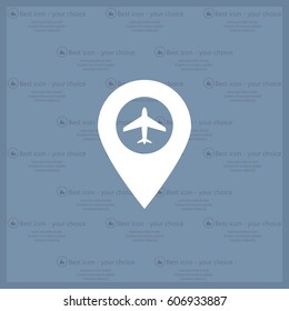 Illustration of a map mark icon with a plane