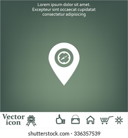 Illustration of a map mark icon with a timer
