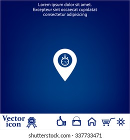Illustration of a map mark icon with a timer