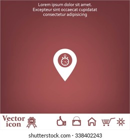 Illustration of a map mark icon with a timer