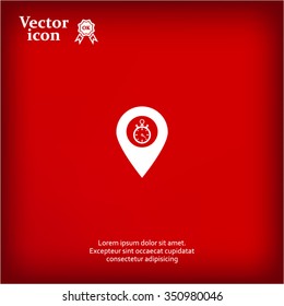 Illustration of a map mark icon with a timer