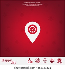 Illustration of a map mark icon with a timer