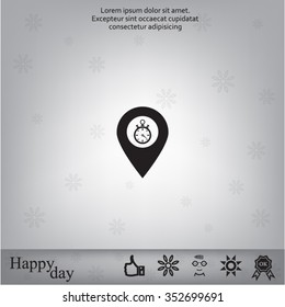 Illustration of a map mark icon with a timer