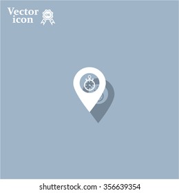 Illustration of a map mark icon with a timer
