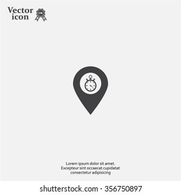 Illustration of a map mark icon with a timer