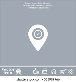 Illustration of a map mark icon with a timer
