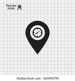 Illustration of a map mark icon with a timer
