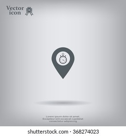 Illustration of a map mark icon with a timer