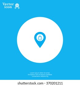 Illustration of a map mark icon with a timer