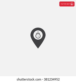 Illustration of a map mark icon with a timer
