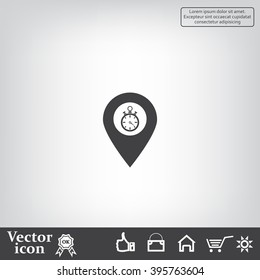 Illustration of a map mark icon with a timer