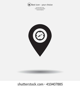 Illustration of a map mark icon with a timer