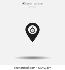 Illustration of a map mark icon with a timer