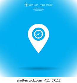 Illustration of a map mark icon with a timer