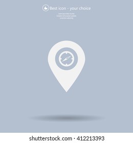 Illustration of a map mark icon with a timer