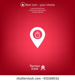 Illustration of a map mark icon with a timer