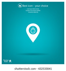 Illustration of a map mark icon with a timer