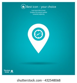 Illustration of a map mark icon with a timer