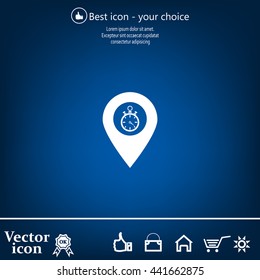 Illustration of a map mark icon with a timer