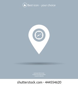 Illustration of a map mark icon with a timer