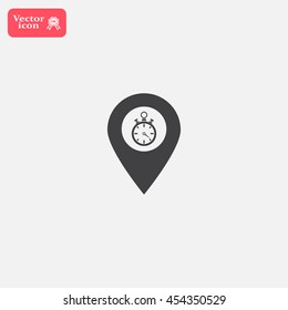 Illustration of a map mark icon with a timer