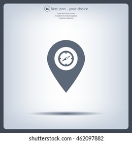 Illustration of a map mark icon with a timer