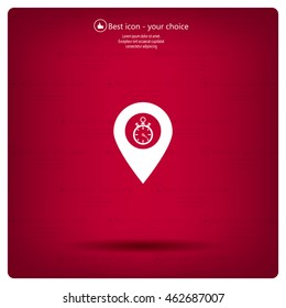 Illustration of a map mark icon with a timer