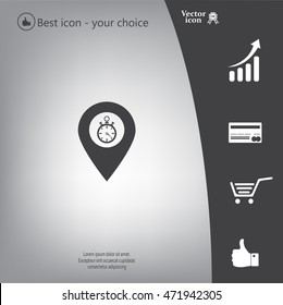 Illustration of a map mark icon with a timer
