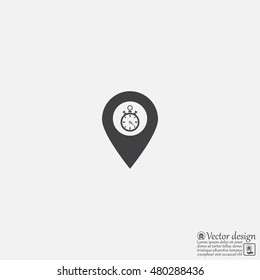 Illustration of a map mark icon with a timer