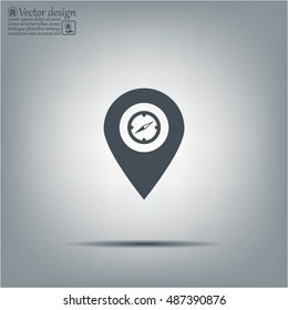 Illustration of a map mark icon with a timer