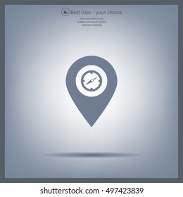Illustration of a map mark icon with a timer