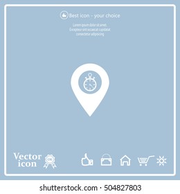 Illustration of a map mark icon with a timer
