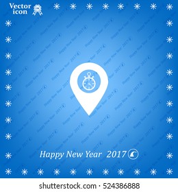 Illustration of a map mark icon with a timer
