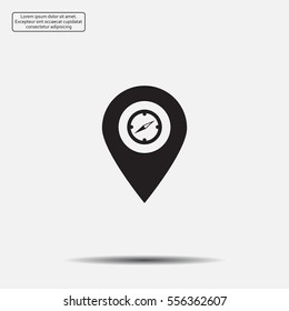 Illustration of a map mark icon with a timer