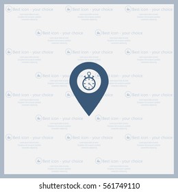 Illustration of a map mark icon with a timer