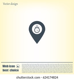 Illustration of a map mark icon with a timer