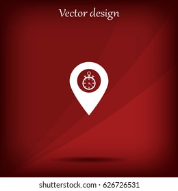 Illustration of a map mark icon with a timer