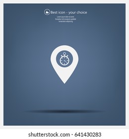 Illustration of a map mark icon with a timer