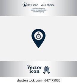 Illustration of a map mark icon with a timer